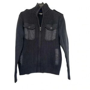 Kenneth Cole Reaction ribber full zip sweater black size small EUC